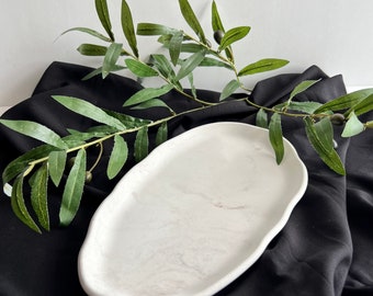 Marble look decorative tray , large vanity tray, minimalist concrete decor, brown marble look