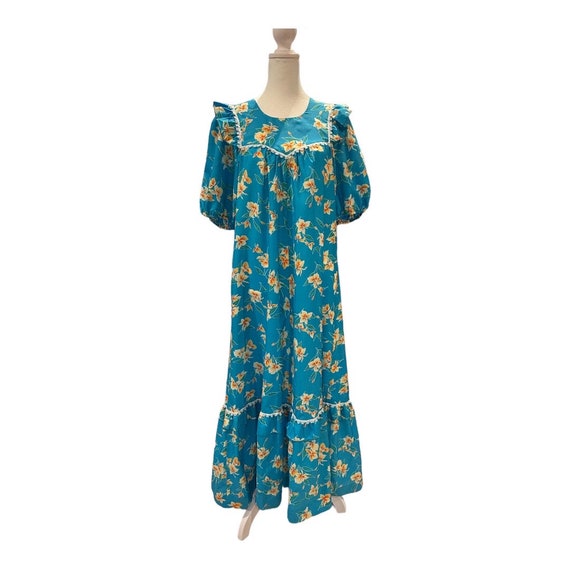VINTAGE 70s Blue Hawaiian Maxi Dress - Etsy