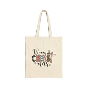 Christmas Tote Bag, Merry CHRIST Mas Tote, Canvas Tote Bag, Aesthetic Tote, Cute Tote Bag, Reusable Shopping Bag, Christian Tote