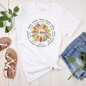 I am Christian Verses Sunflower Shirt | Christian Shirts |  Religious | Philippians Psalms Matthew Romans Corinthians Genesis Mark