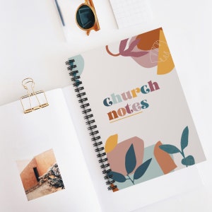 Church Notes Spiral Notebook | Cute Christian Notebook | Aesthetic Journal | Prayer Journal | Sermon Notes | Christian Notes Journal