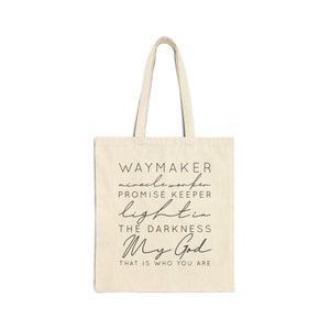 Way Maker Miracle Worker Promise Keeper My God Canvas Tote Bag | Christian Tote Bag |  Reusable Shopping Bag | Tote Bag
