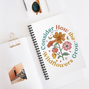 Wildflowers Spiral Notebook | Wildflowers | Sermon Notebook | Christian Notebook | Prayer Journal | Christian Gift | Christian Journal