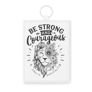 Card Holder Keychain | Faux Leather Keychain Card Holder | Card Wallet | Christian Gift for Her | Be Strong and Courageous Wallet