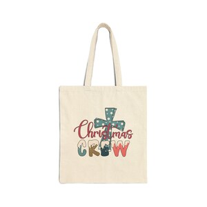Christmas Crew Tote Bag, Christmas Tote, Canvas Tote Bag, Aesthetic Tote, Cute Tote Bag, Reusable Shopping Bag, Holiday Gift Bag