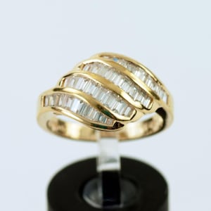 Gold plated 4 Row Cubic Zirconia Ring