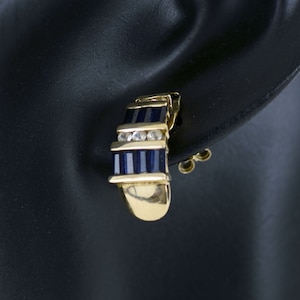 14K Blautopas Diamant Ohrringe