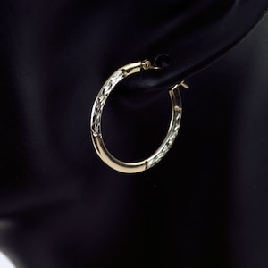 10K Diamond Cut Flat Hoop Earrings