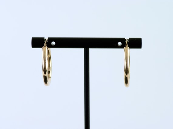 14K Solid Gold Hoop Earrings - image 2