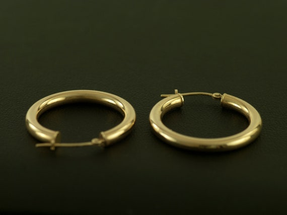 14K Solid Gold Hoop Earrings - image 5