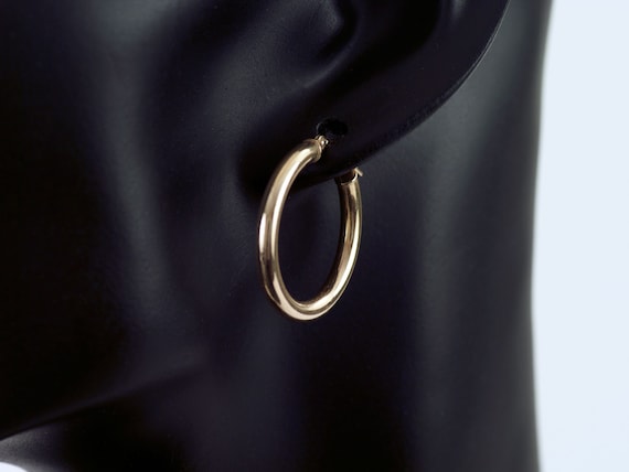 14K Solid Gold Hoop Earrings - image 1