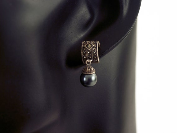 Gray Pearl Dangle Earrings - image 1