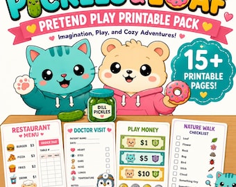 Pretend Play Printables Bundle for Kids | Restaurant, Doctor Kit, Play Money, Nature Walk, Daily Routine | Preschool Dramatic Play PDF