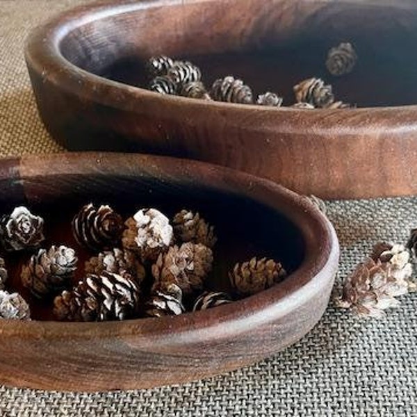Handcrafted Oval Walnut Wood Bowls with hand rubbed all natural finish in 3  sizes