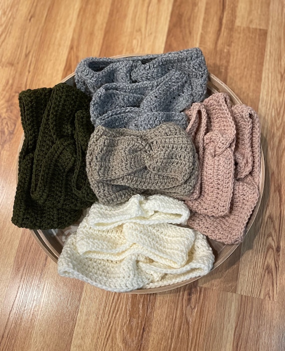 Custom Chunky Crochet Headband Orders - available in Adult, Child or Baby Sizes. Crochet Pattern: the Harmony Ear Warmer -toddler, Child  main image 4
