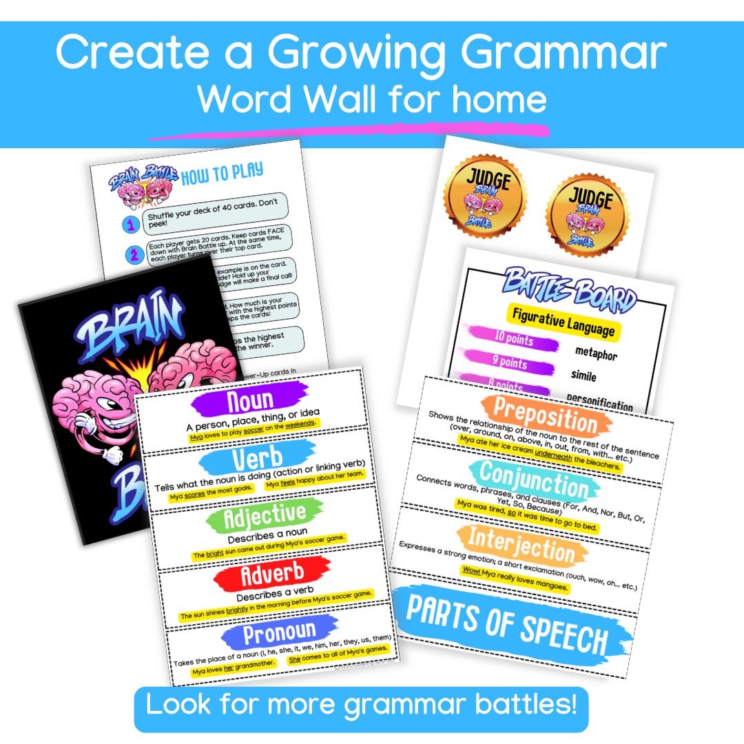 Parts of Speech Practice Game Grammar Review for Homeschool 4th and 5th ...