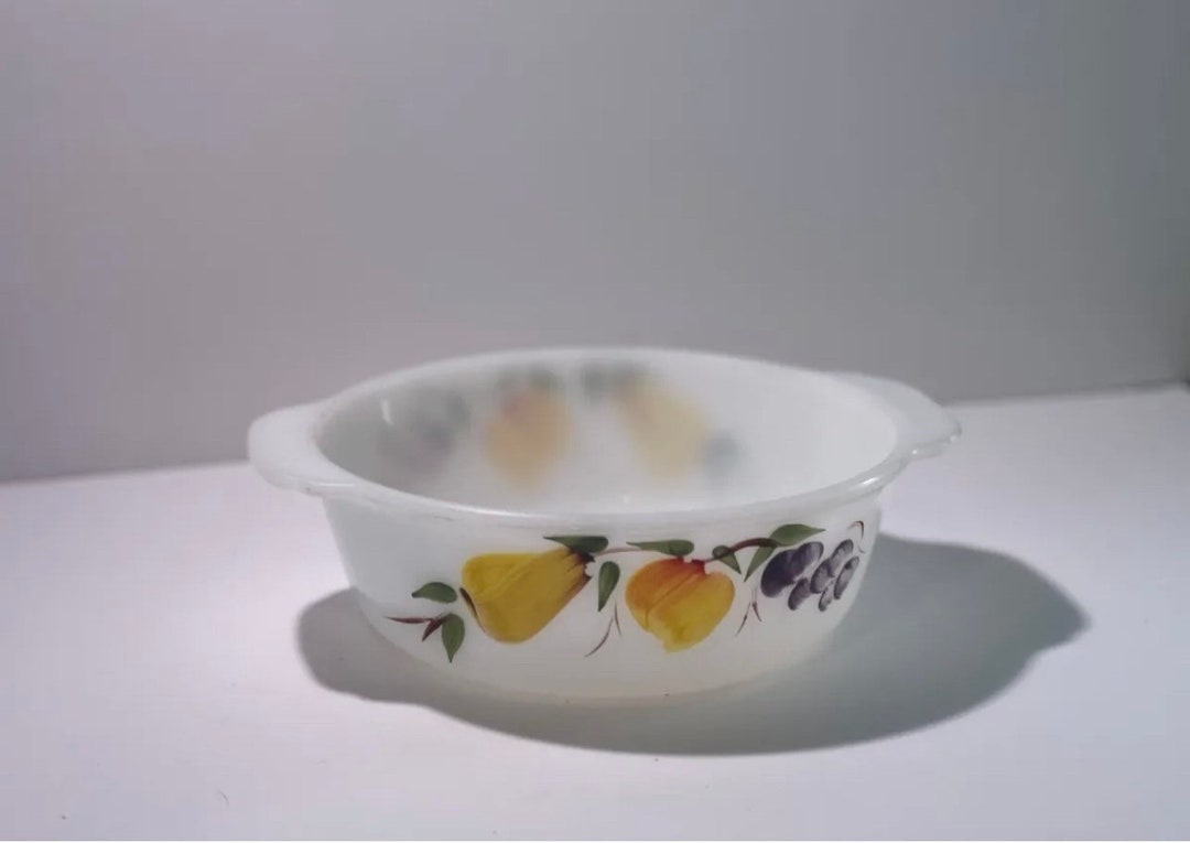 Vintage Fire King Hand Painted Fruit Round 1.5 Qt Casserole Dish 447 Etsy
