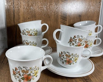 Juego de 7 tazas y platillos Corning Ware Corelle INDIAN SUMMER