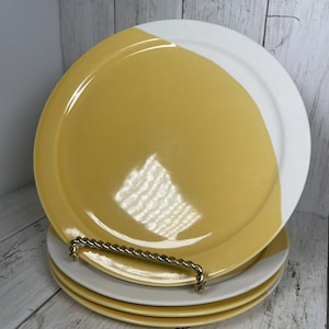 Gelber Anthropologie Salatteller Zweifarbiges Vierer Set Bild 1
