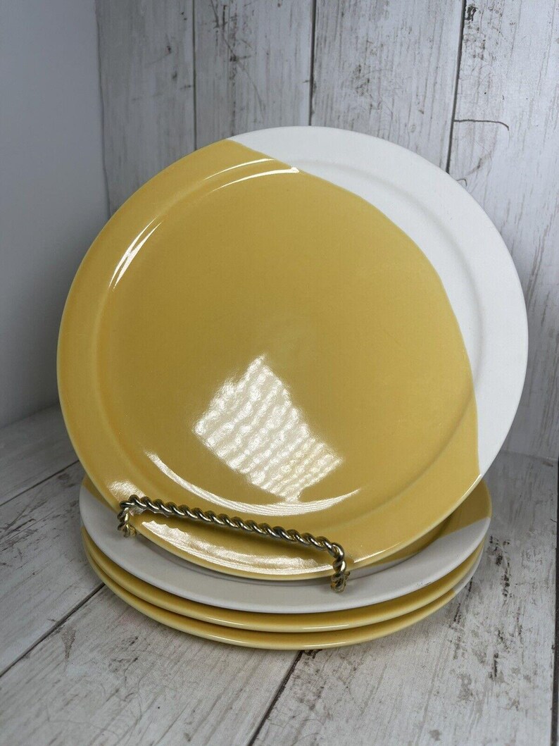 Gelber Anthropologie Salatteller Zweifarbiges Vierer Set Bild 1