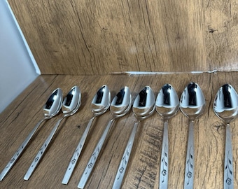 Oneida CAPISTRANO Stainless Teaspoons Lot Of 8 Oneidacraft Deluxe Rose Flatware