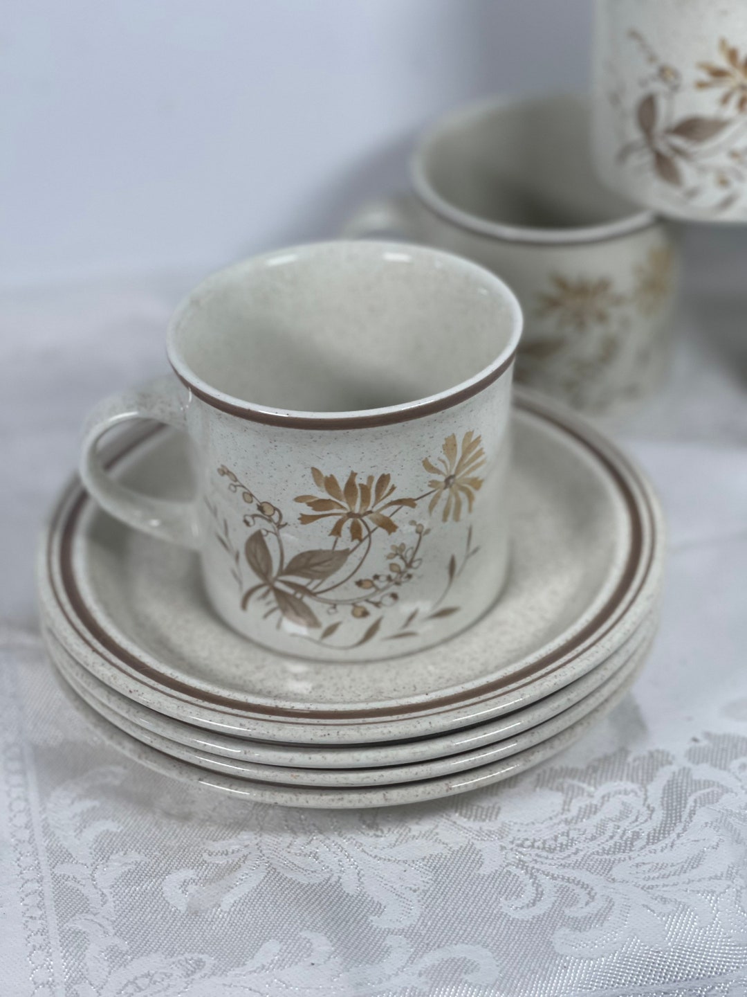 Vintage Royal Doulton Cups and Saucers Coffee/tea Beige Floral Etsy