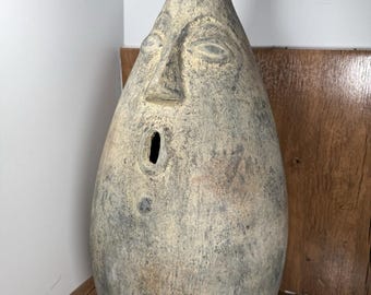 Große Studio Keramik Skulptur Bodenvase Gesicht mit offenem Mund