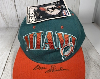 Miami Dolphins Starter Hat Vintage 90s NFL Snapback Don Shula Signed Tags