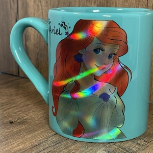 Disney Little Mermaid Ariel 14 oz. Green Ceramic Drinking Mug Cup image 1