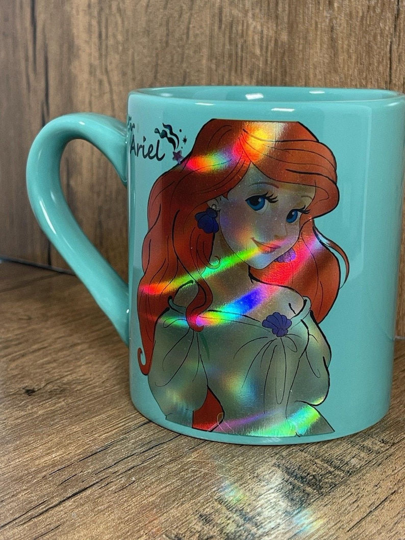 Disney Little Mermaid Ariel 14 oz. Green Ceramic Drinking Mug Cup image 1