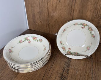 Homer Laughlin Countess Eggshell Georgian Berry/Fruit/Dessert Bowls Set Of 7