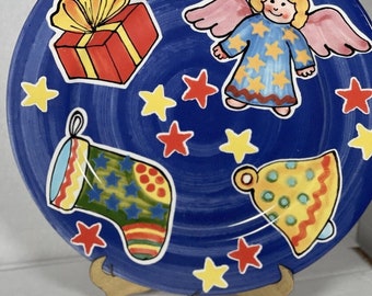 La Gioconda 12” Christmas Angel candy Dessert Plate Platter Hand-painted Italy