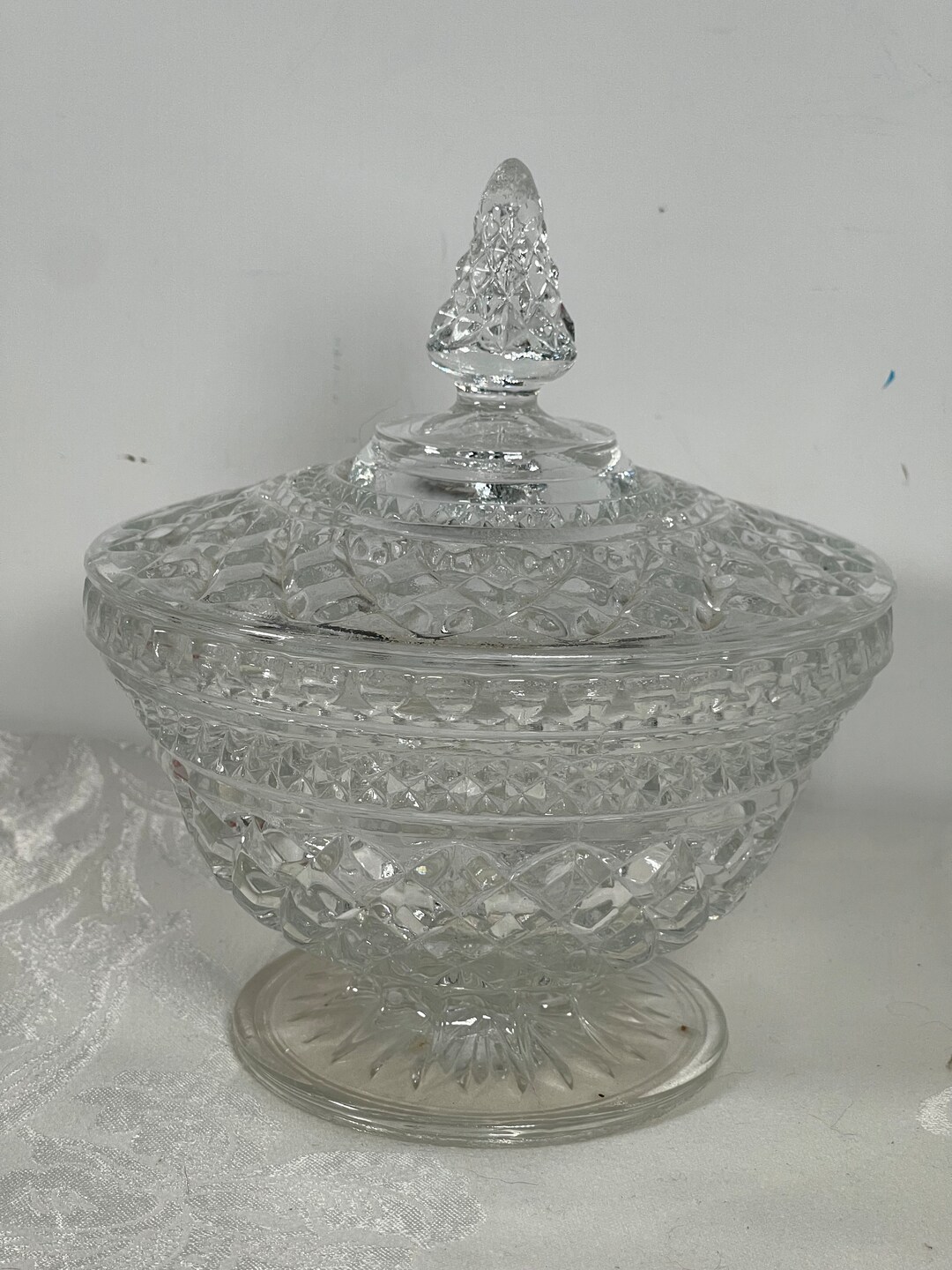Vintage Anchor Hocking Glass Candy Dish W Cover Wexford Clear Etsy