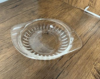 Vintage Atomic Winged Mid Clear Ashtray Glass Cigarette 4.5" MCM