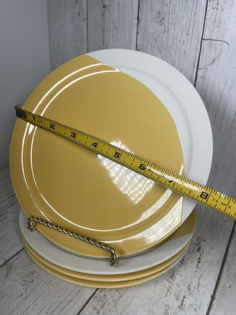 Gelber Anthropologie Salatteller Zweifarbiges Vierer Set Bild 2