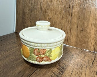 Vtg Mcm Vernon Ware by Metlox Della Robbia Sugar Bowl