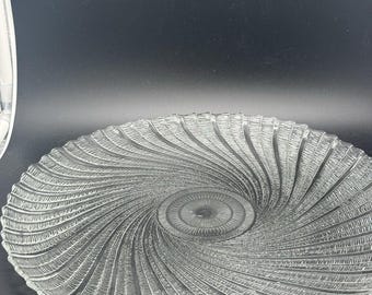 Piatto da portata vintage in vetro Arcoroc Seabreeze Swirl da 33 cm