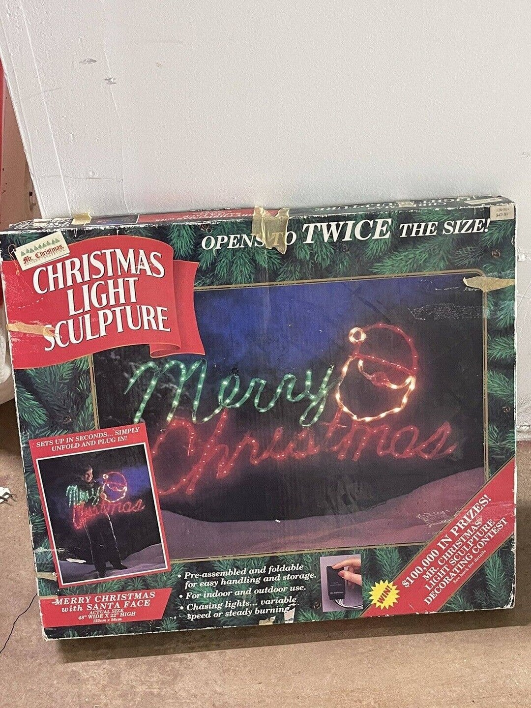 MR. Christmas Light Sculpture Merry Christmas With Santa Face Etsy