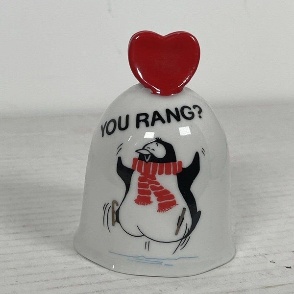 Vintage Penguin/Heart-Christmas/Valentine Bell Porcelain Am Greetings