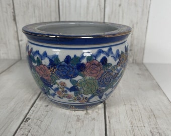 Small Floral Bowl Chinese 4” Pot Planter Floral Chinoiserie