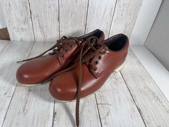Vintage Hush Puppies Brown Leather Bowling Shoes … - image 1