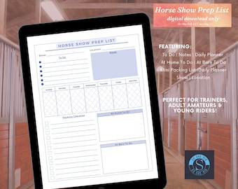 Horse Show To Do Prep List - Blue Theme for Riders Parents Trainers Adult Amateurs