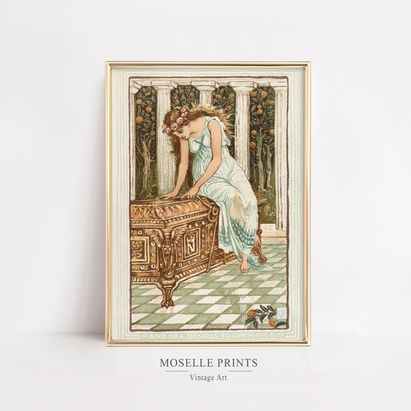 Pandora's Box Vintage Print | Jugendstil Print | Art Nouveau Poster | Mythology Printable Art | Digital Download