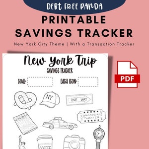 Druckbar | New York Savings Tracker mit Transaktionsübersicht | NYC Urlaubs Spar Tracker