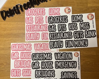 Envelope Labels for Cash Envelopes and Sinking Funds | Weatherproof Matte Stickers, cash budgeting