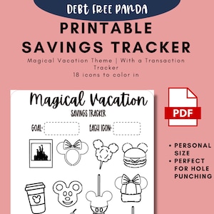 Printable | Magical Vacation Savings Tracker w/ Transaction Sheet | Hawaii Vacation Savings Tracker