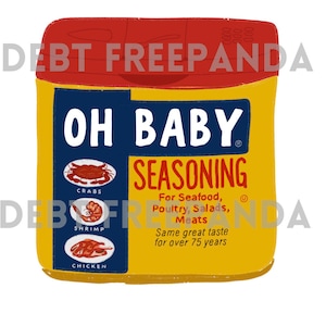 Hand drawn PNG of Old Bay Seasoning, OH BABY Maryland baby shower, digital download