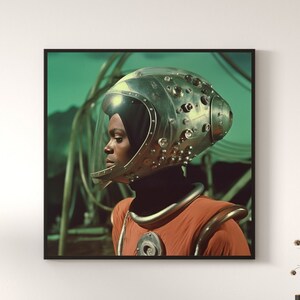 Retro Black Man in Spacesuit Printable Picture