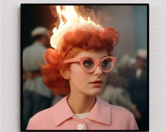 &quot;Flammende Retro Rothaarige - 1960er Jahre inspirierter Kunstdruck &quot;&quot;Nothing Surprises Me&quot;&quot;&quot;