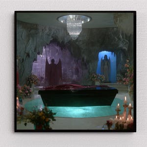 Santuario dell'Eterna Fioritura - Stampa artistica della grotta dei vampiri a forma di bara galleggiante